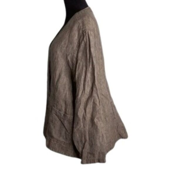 J. Jill XL Women's Linen Jacket Black Long Sleeve Button Front Casual - Picture 2 of 8